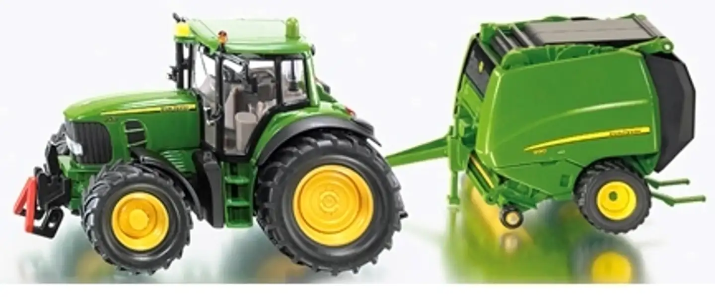 Siku John Deere 7530 traktori ja paalain