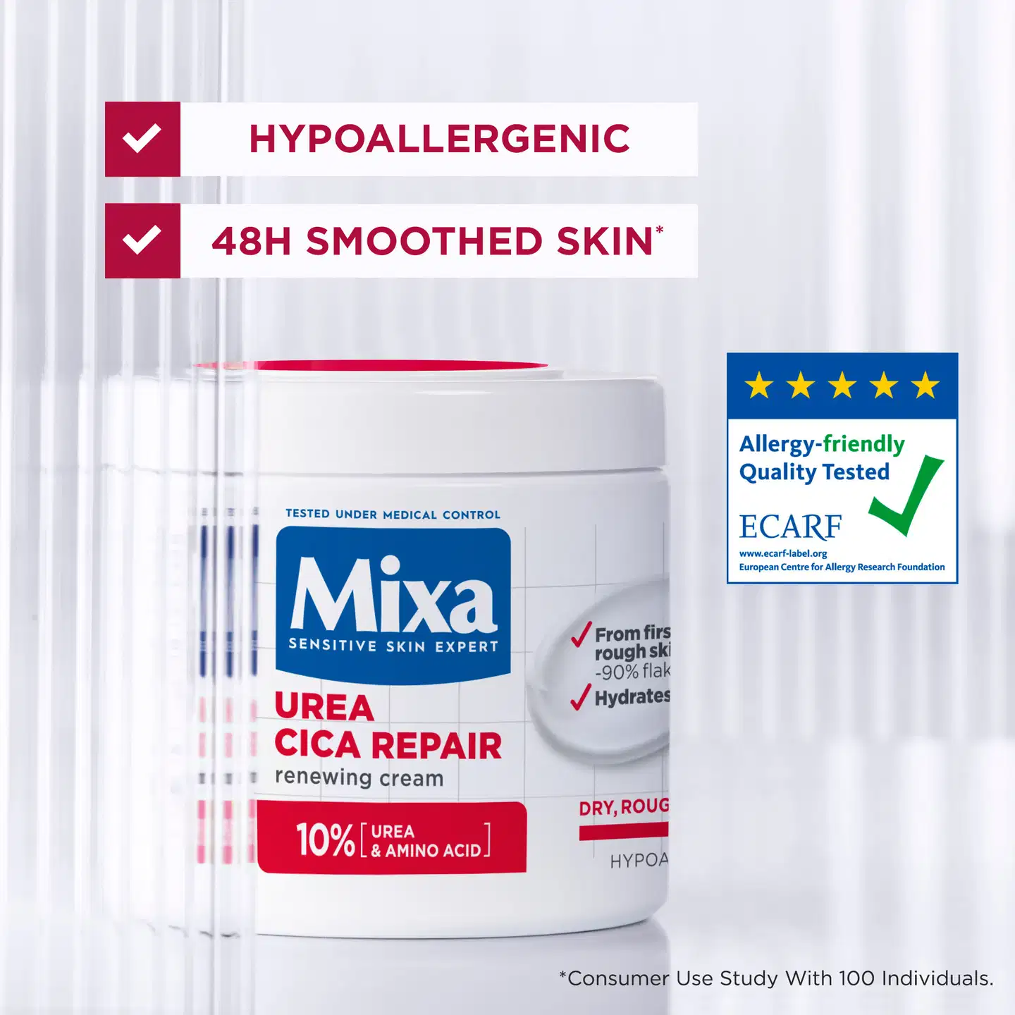 Mixa Urea Cica Repair Renewing Cream Ihoa uudistava voide kuivalle ja karhealle iholle 400ml - 6