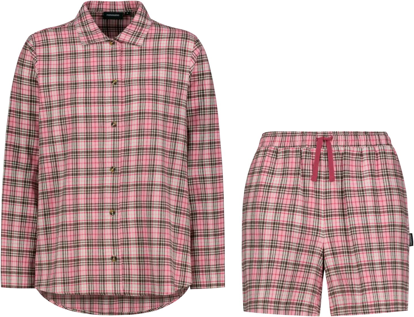 Reino&Aino naisten flanellipyjama Aino - pink check - 1