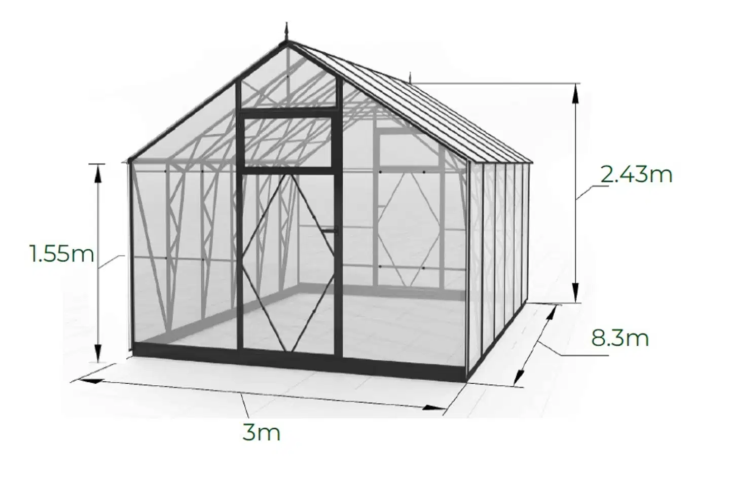 Ecoslider kasvihuone Lux 3.0 X 8.3 - 4