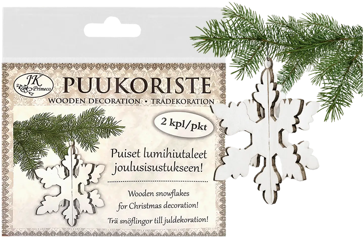 J.K. Primeco puukoriste Lumihiutale valkoinen 2kpl - 1