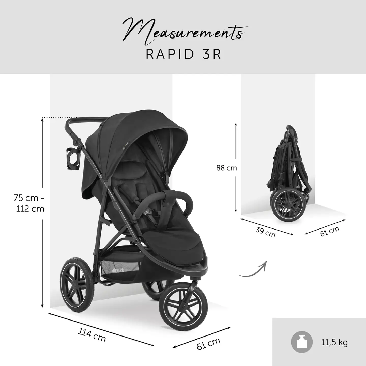 Hauck rattaat Rapid 3R musta - 11