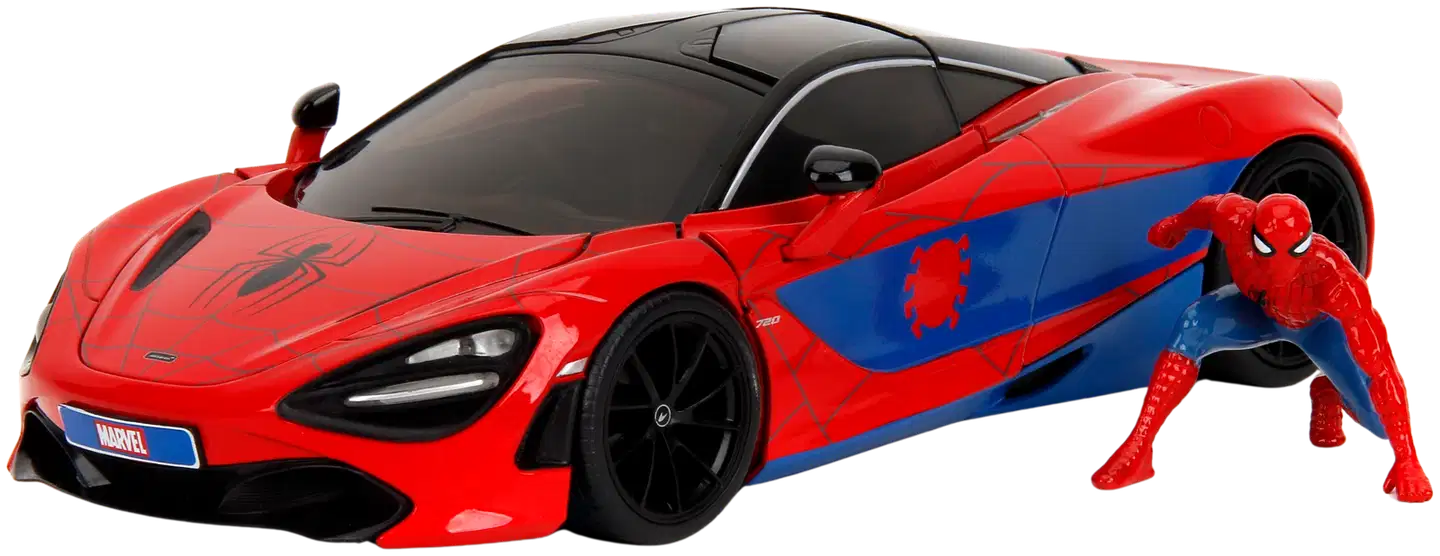Jada - Marvel Spider-Man McLaren 720S 1:24, 19 cm auto ja Spider-Man hahmo, die-cast - 2