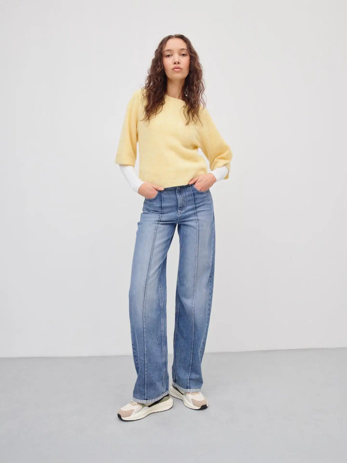 WKLY. naisten leveälahkeiset farkut 222W000207 - Indigo - 3