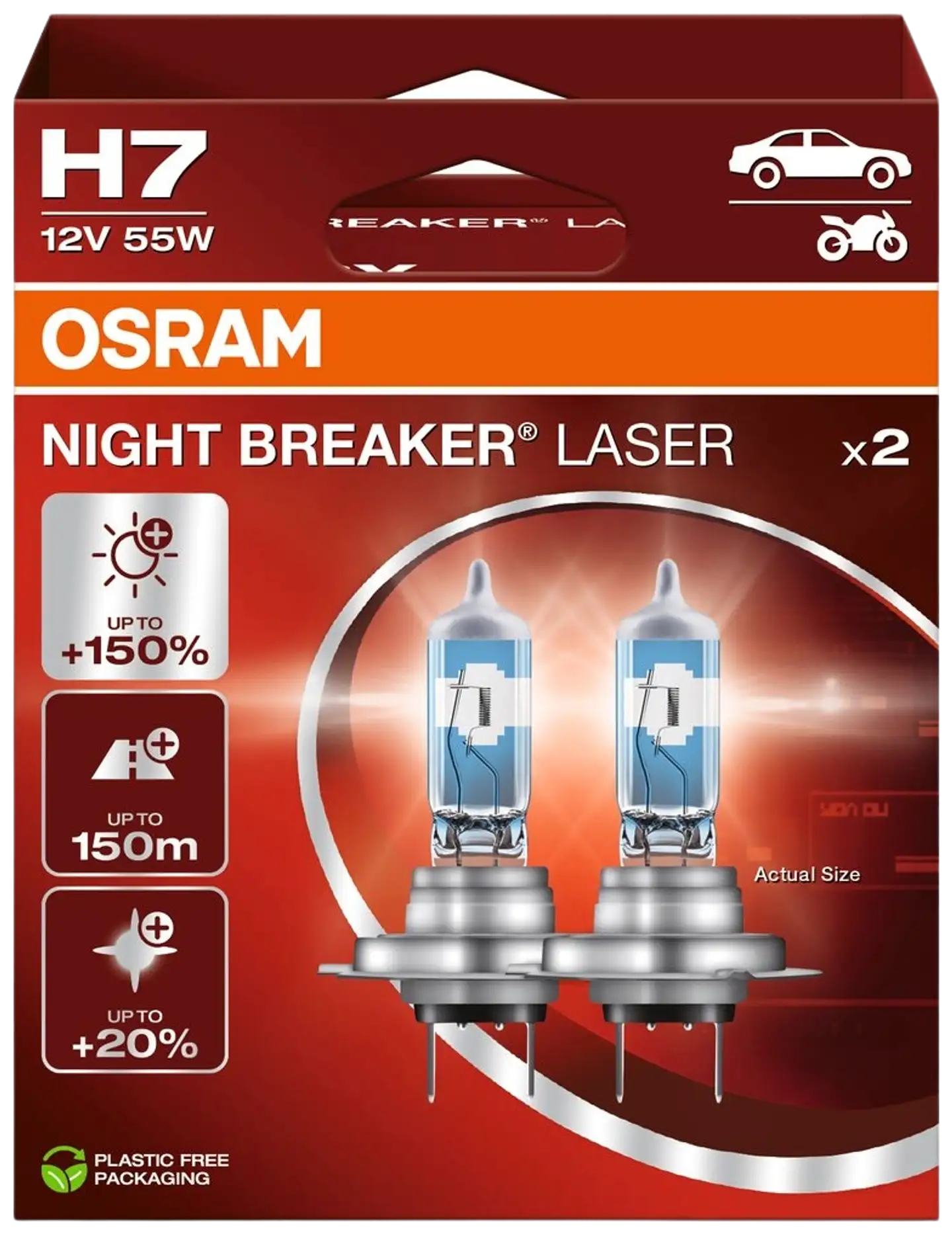 Osram Night Breaker Laser H7 12V 55W polttimopari