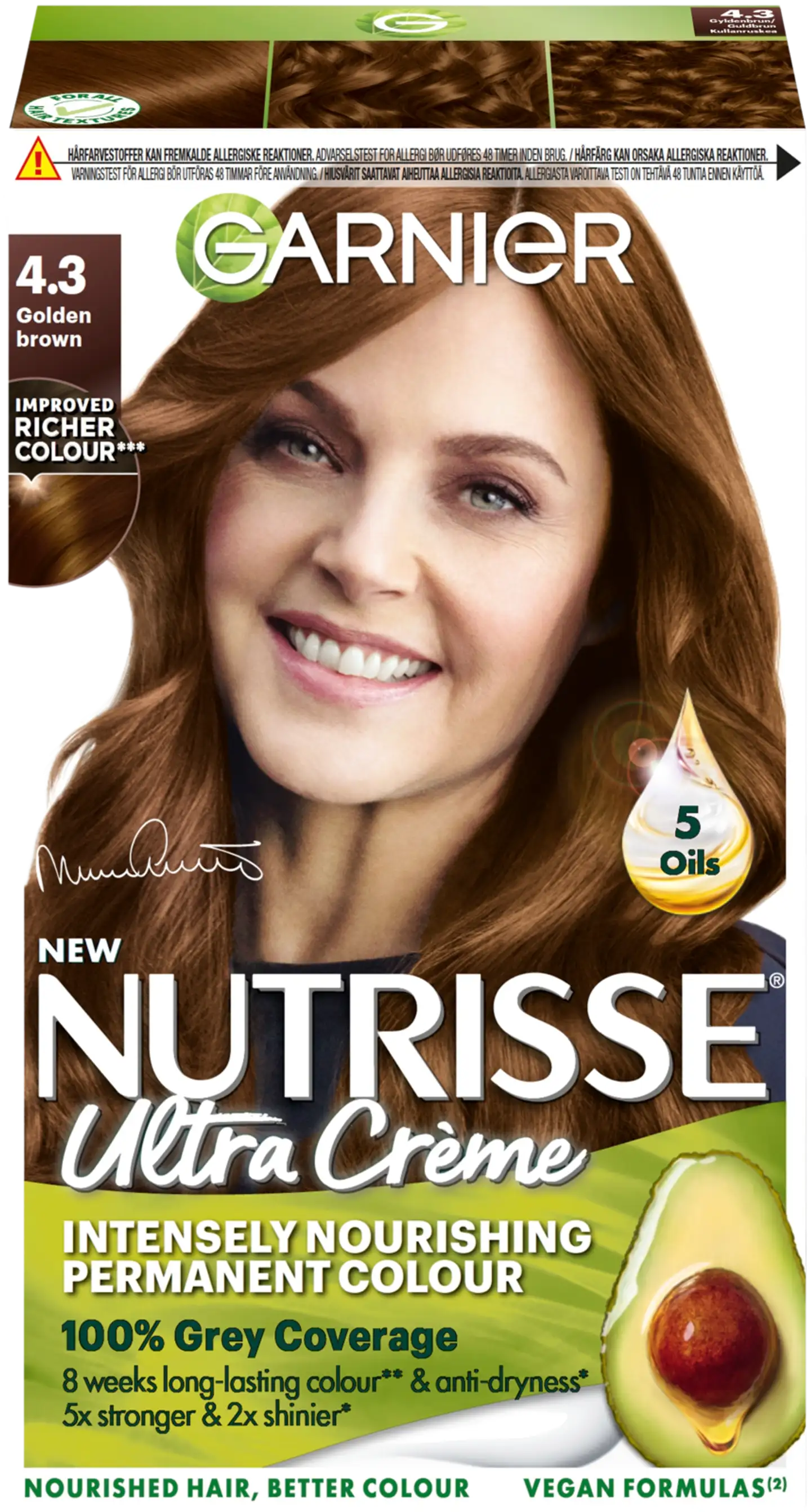 Garnier Nutrisse Ultra Creme 4.3 Golden Brown Kullanruskea kestoväri 1kpl - 2