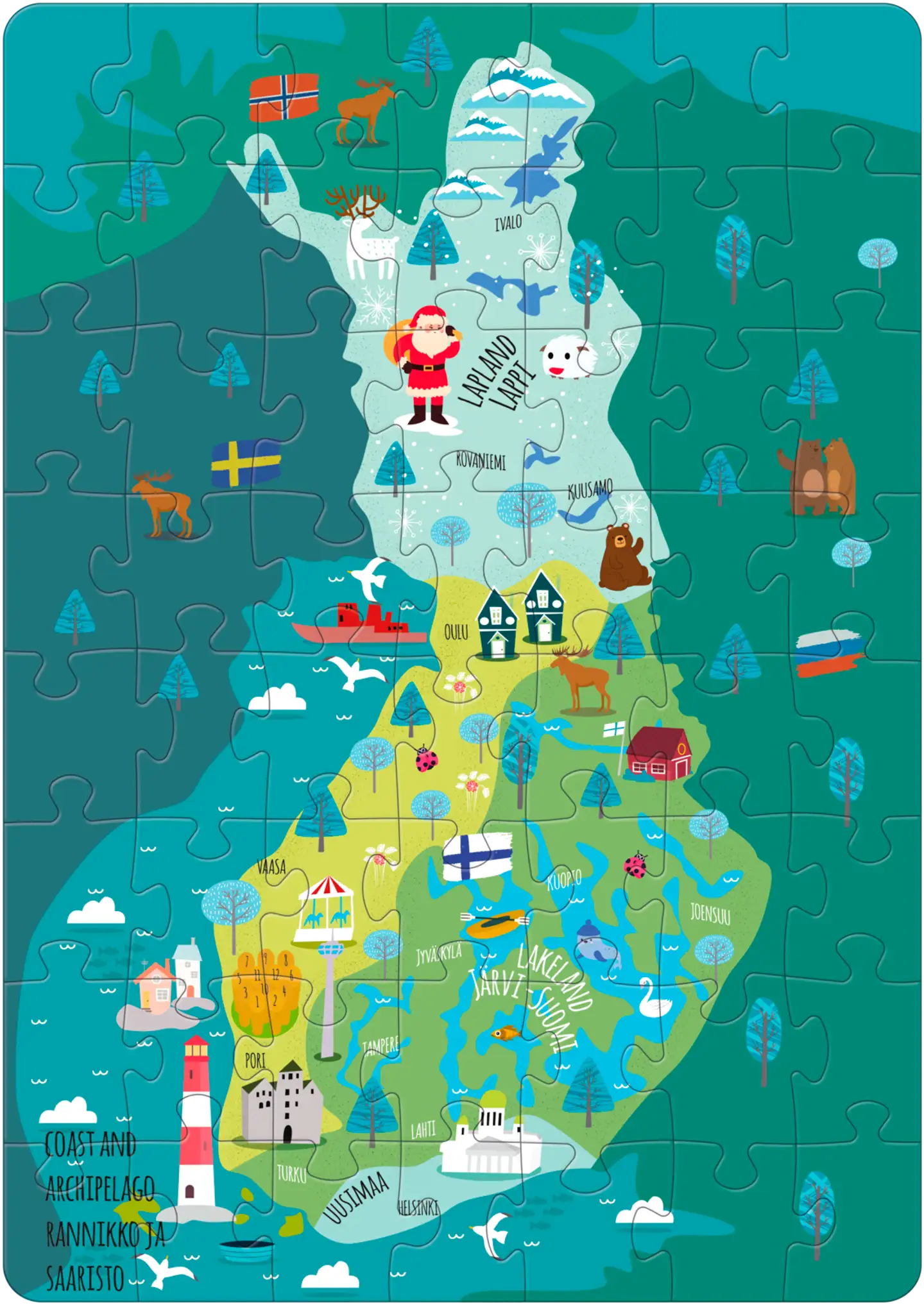 Tactic palapeli Suomi karttapalapeli 56 palaa - 2