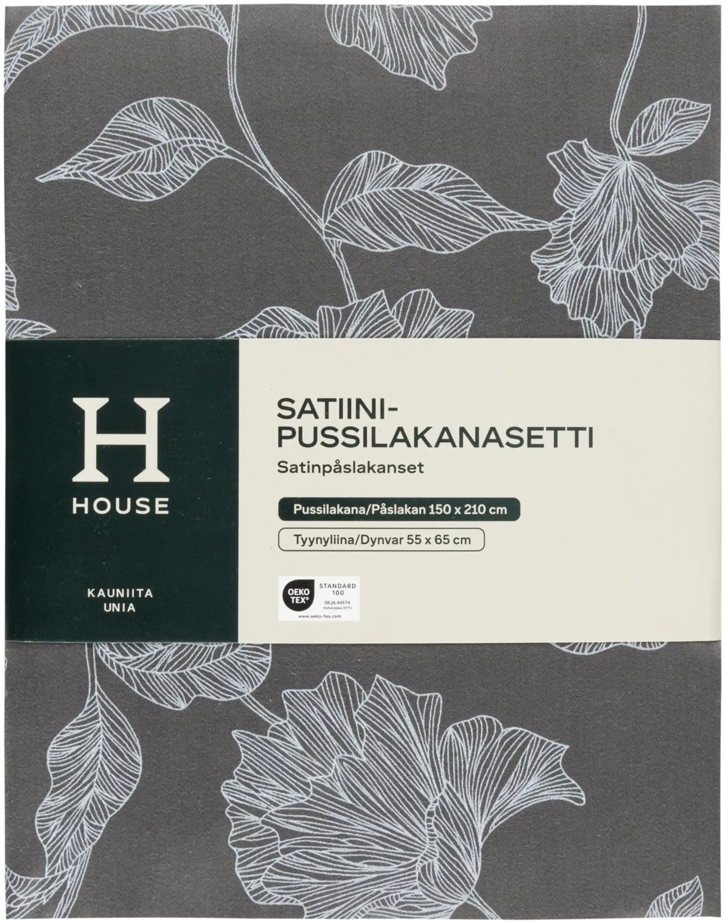 House satiinipussilakanasetti Emily 150x210 cm harmaa - 3