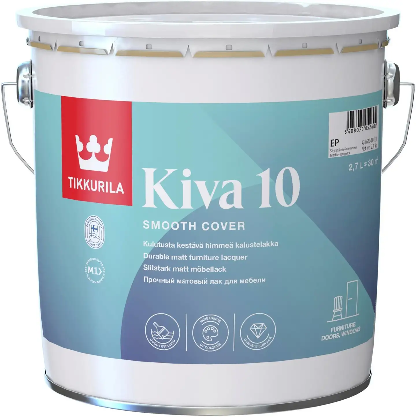 Tikkurila kalustelakka Kiva 10 2,7 l EP sävytettävissä himmeä