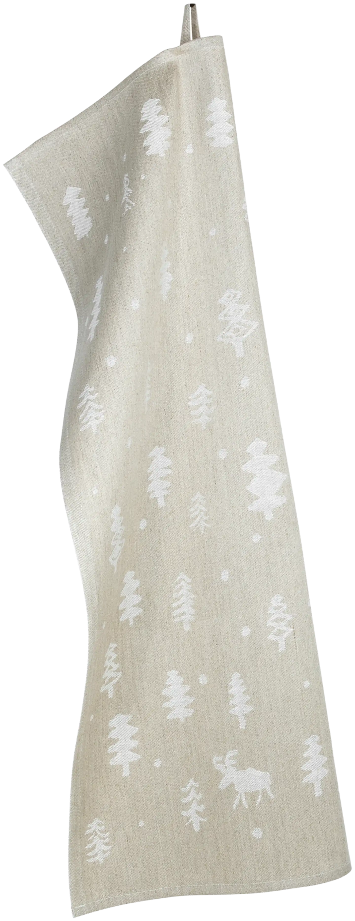 Lapuan kankurit keittiöpyyhe Poro pellavaa, valkoinen/pellava - 1