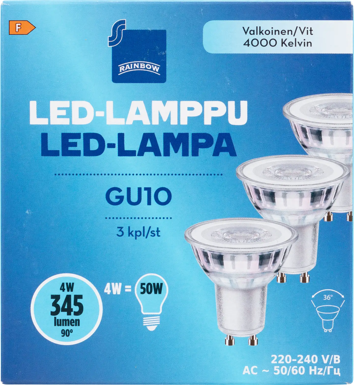 Rainbow LED-lamppu 3,6W GU10 4000K 350lm - 1