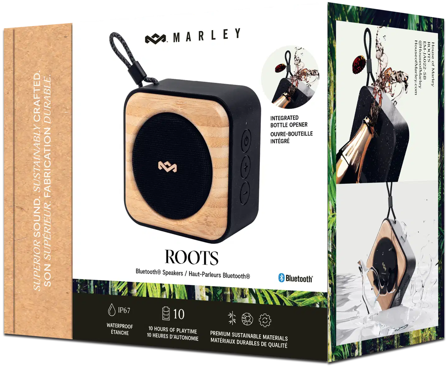 House of Marley Bluetooth kaiutin Roots, musta/puu - 4