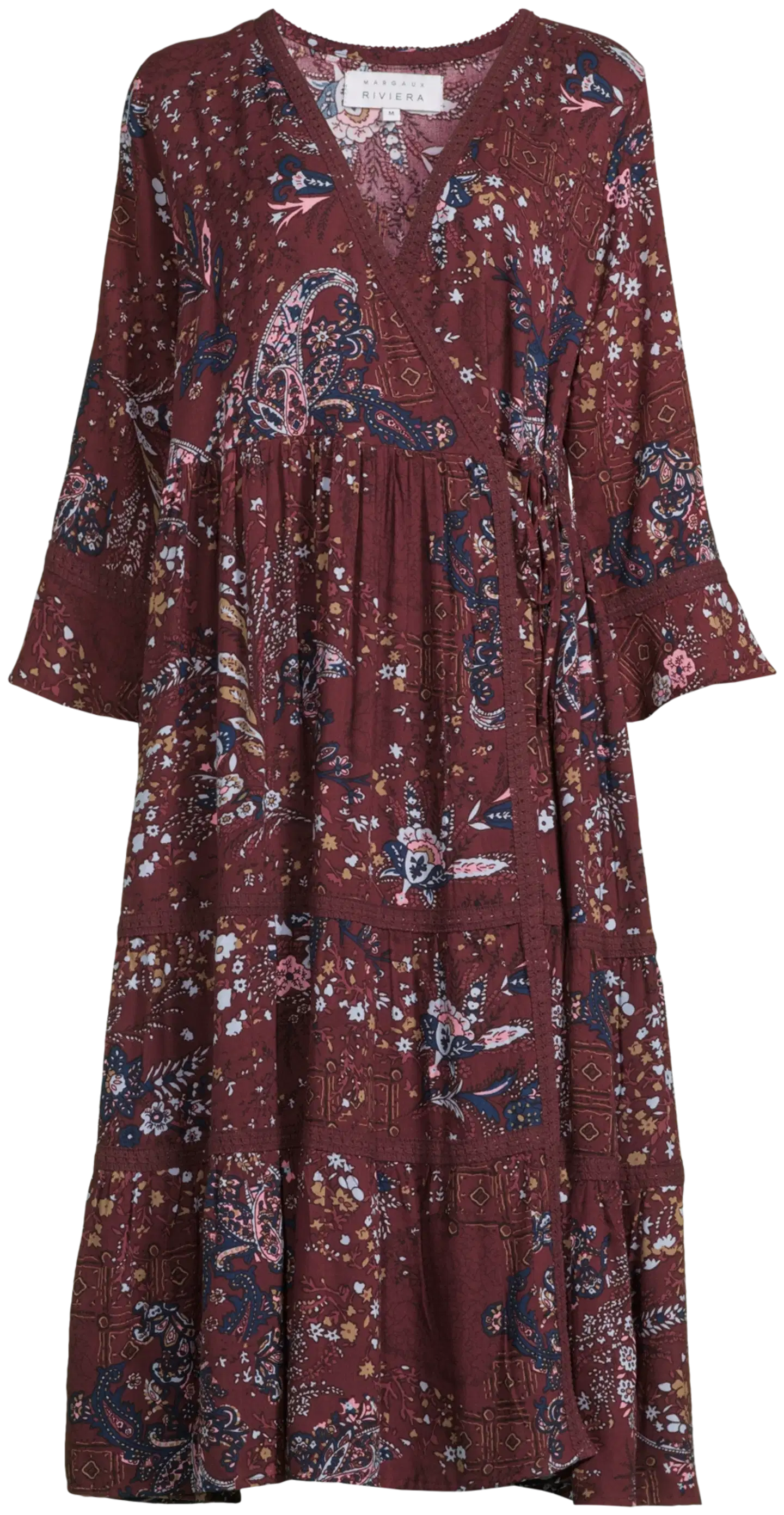 Margaux Riviera naisten kuviollinen midi kietaisumekko SOK-007 - WINE - 2