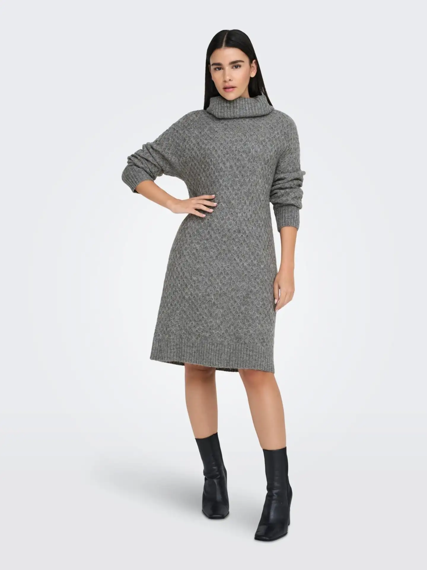 JDY naisten tyylikäs palmikoitu neulemekko Jdybigum - Medium Grey Melange - 3