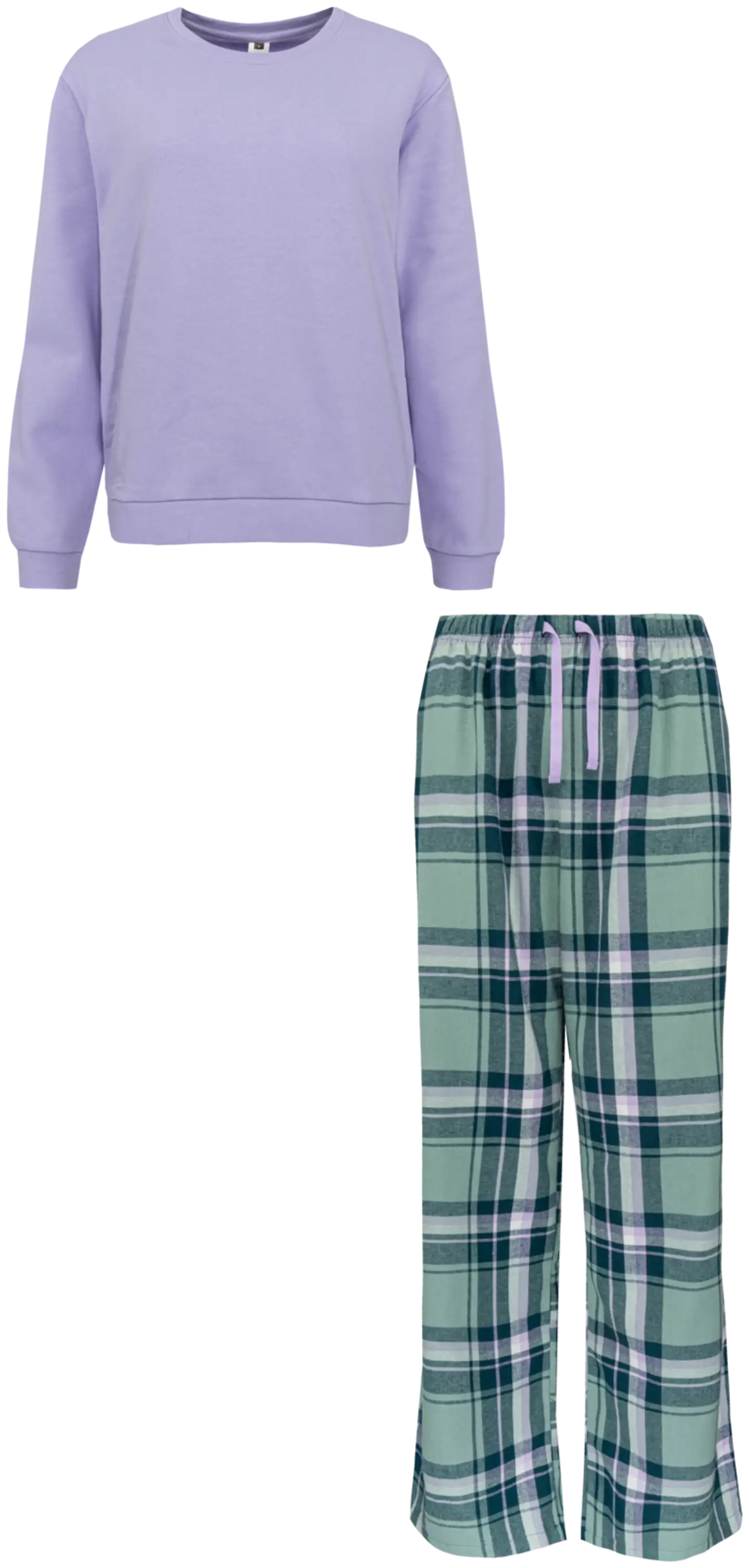 Actuelle naisten flanellipyjama 212A382517 - Lsvender/Green check - 1