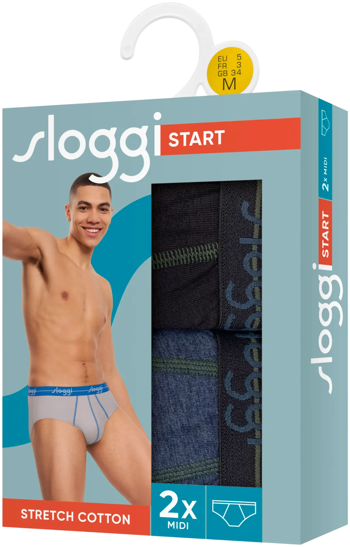 Sloggi miesten alushousut start midi mallinen tuplapakkaus - V004-MULTIPLE COLOURS 4 - 7