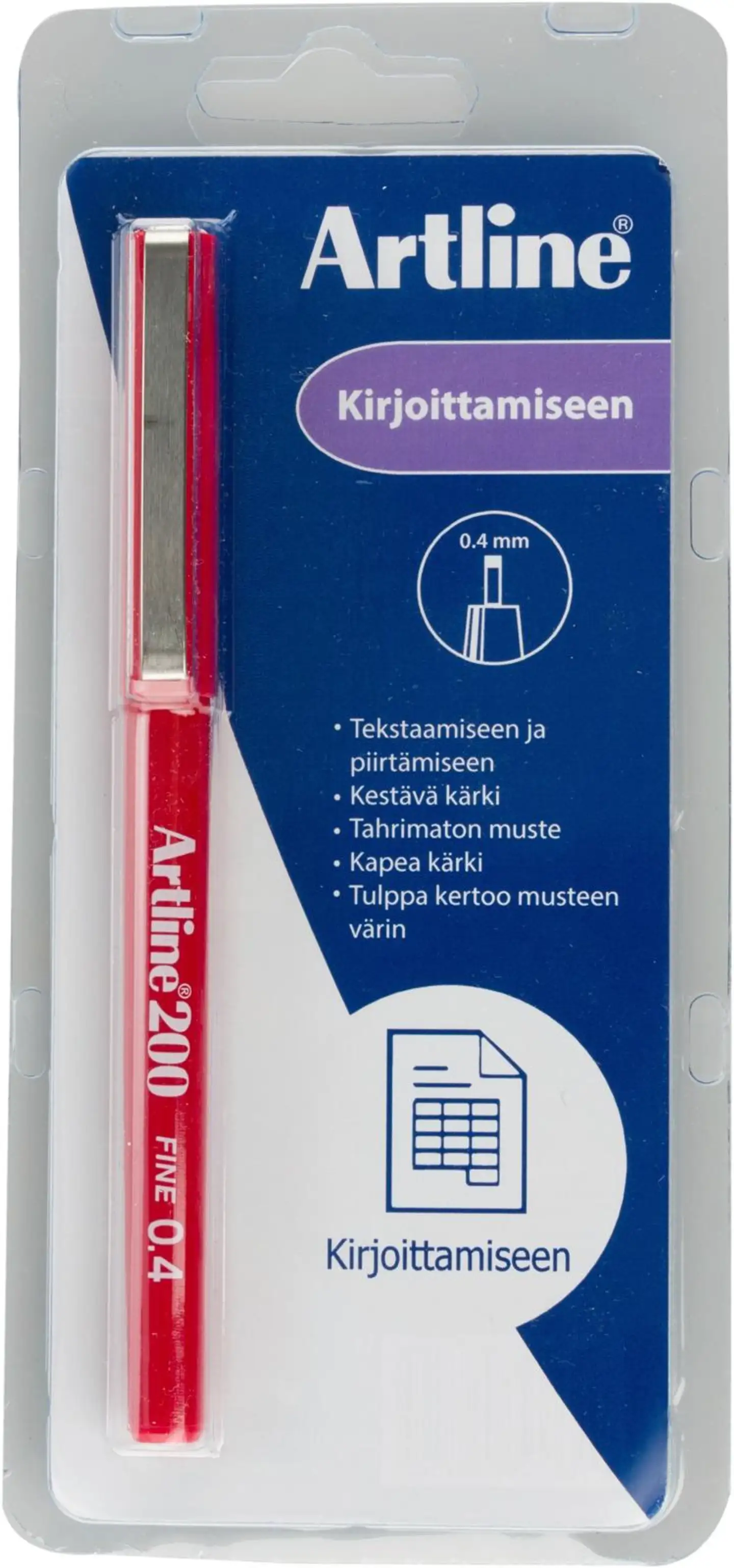 Artline kuitukynä 200 0,4mm punainen