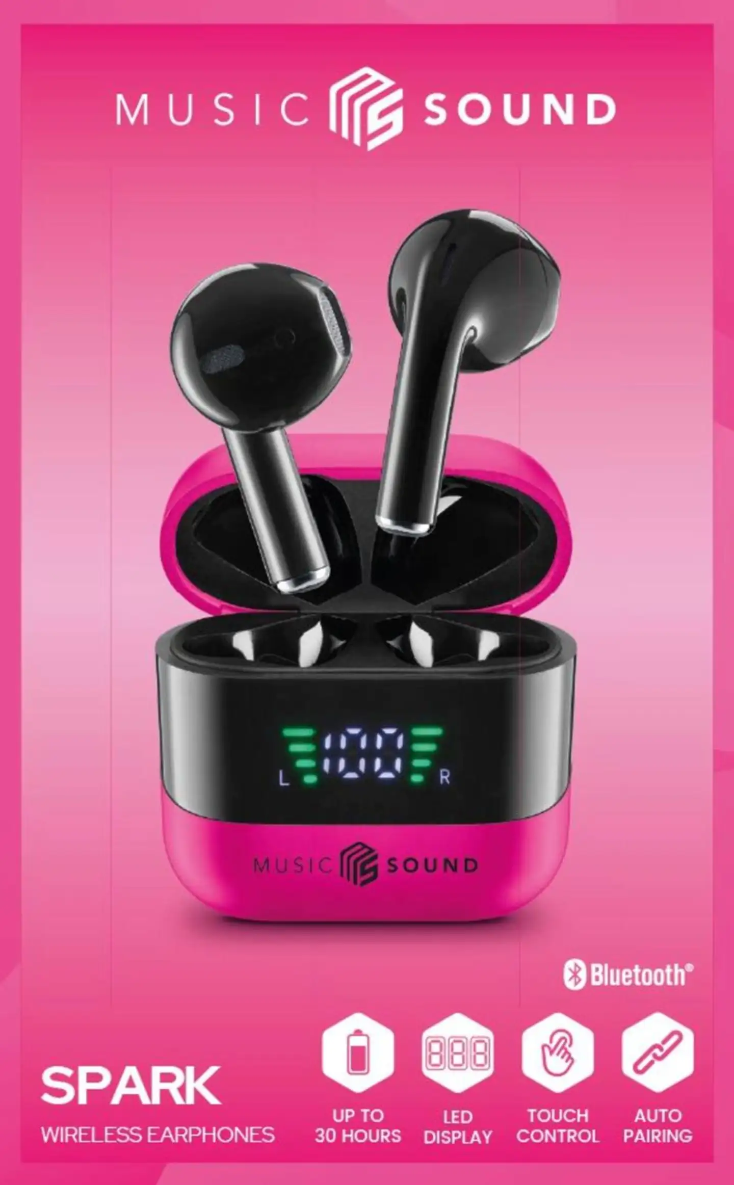MusicSound langattomat nappikuulokkeet Spark pinkki - 2