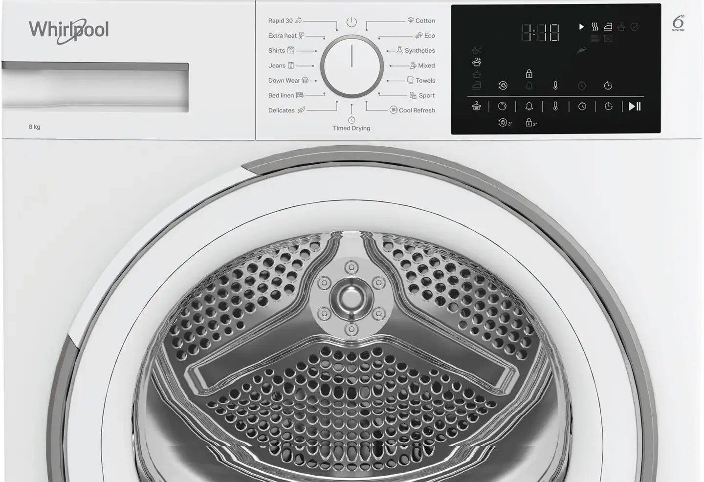 Whirlpool kuivausrumpu D8 6BDWW EE, 60cm, 8kg, valkoinen - 6