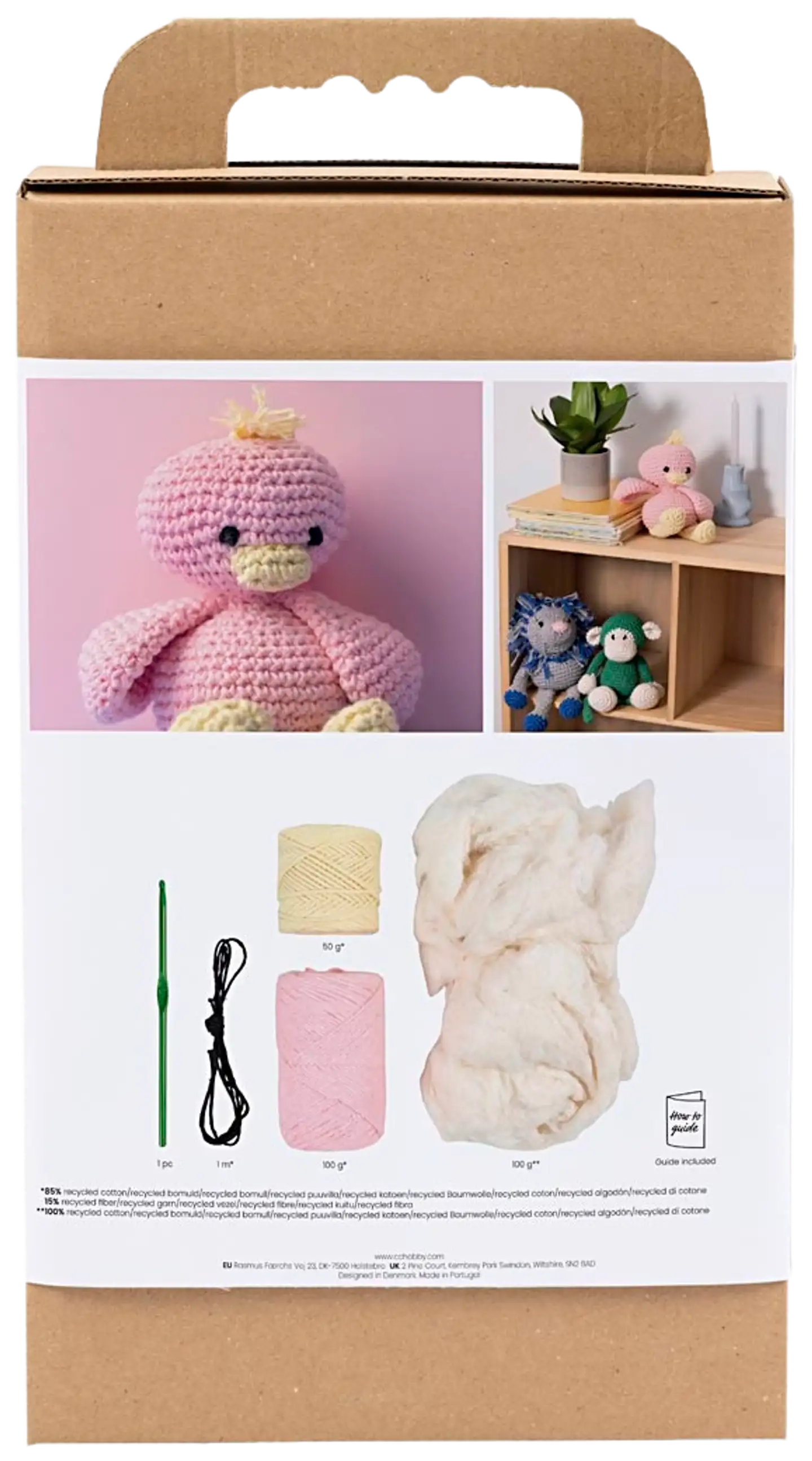 Amigurumi Askartelusetti, Ankka, vaaleanpinkki, vaaleankeltainen, 1pkk/ 1 pkt - 2