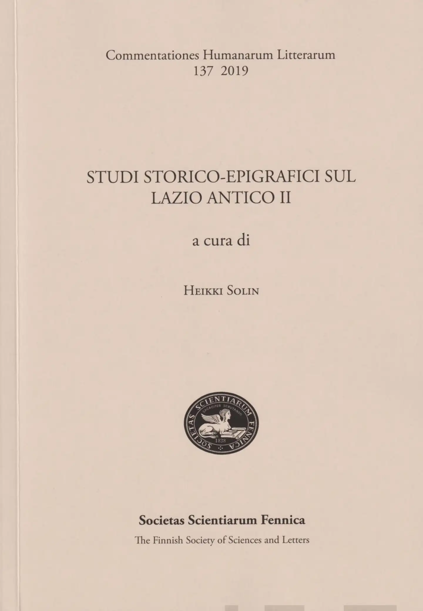 Camodeca, Studi storico-epigrafici sul Lazio antico. II