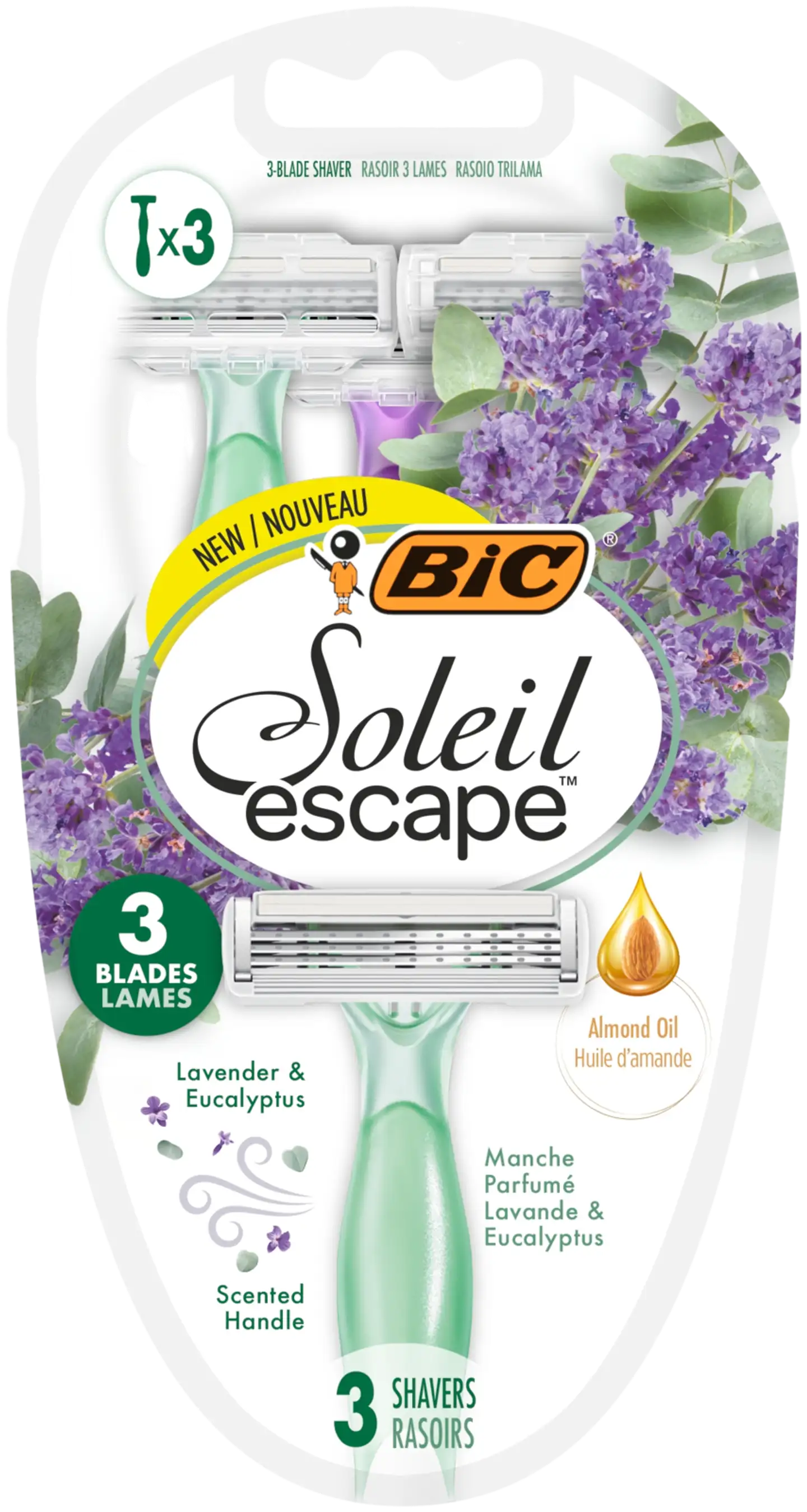 BIC varsiterä Soleil Escape 3 Lavender & Eucalyptus 3-pack