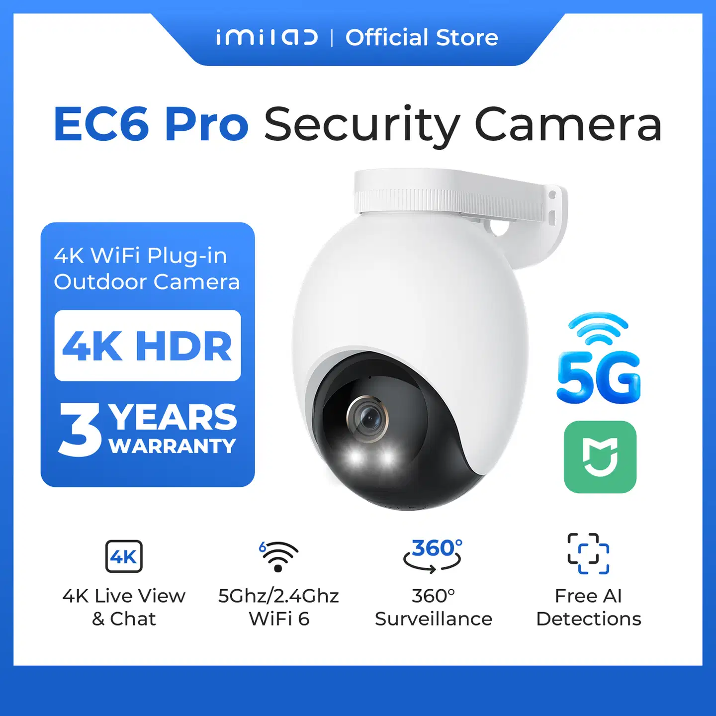 Imilab EC6 Pro 4K WiFi -valvontakamera ulkokäyttöön CMSXJ120A - 14