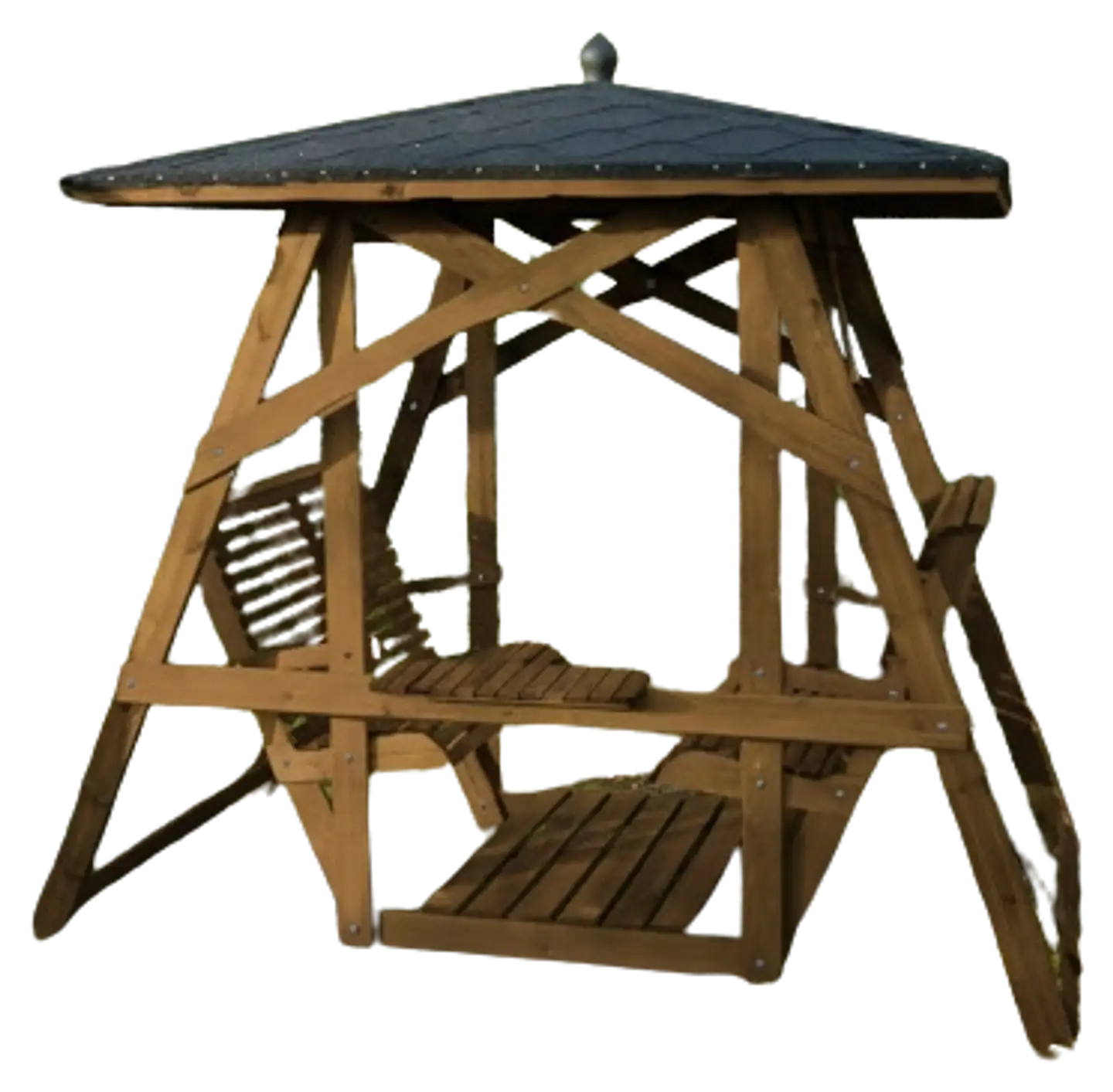 Timo-keinun katto huopakatteella, ruskea kestopuu - 2