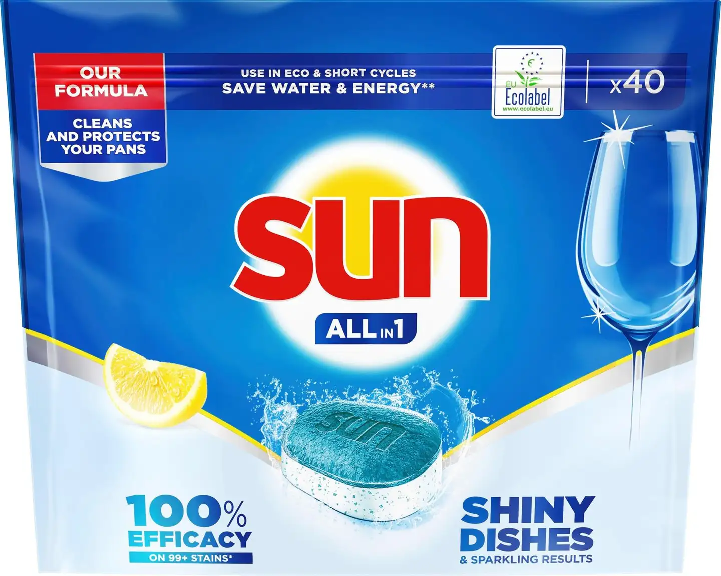 Sun Lemon All-in-1 konetiskitabletti ympäristömerkki 40 kpl