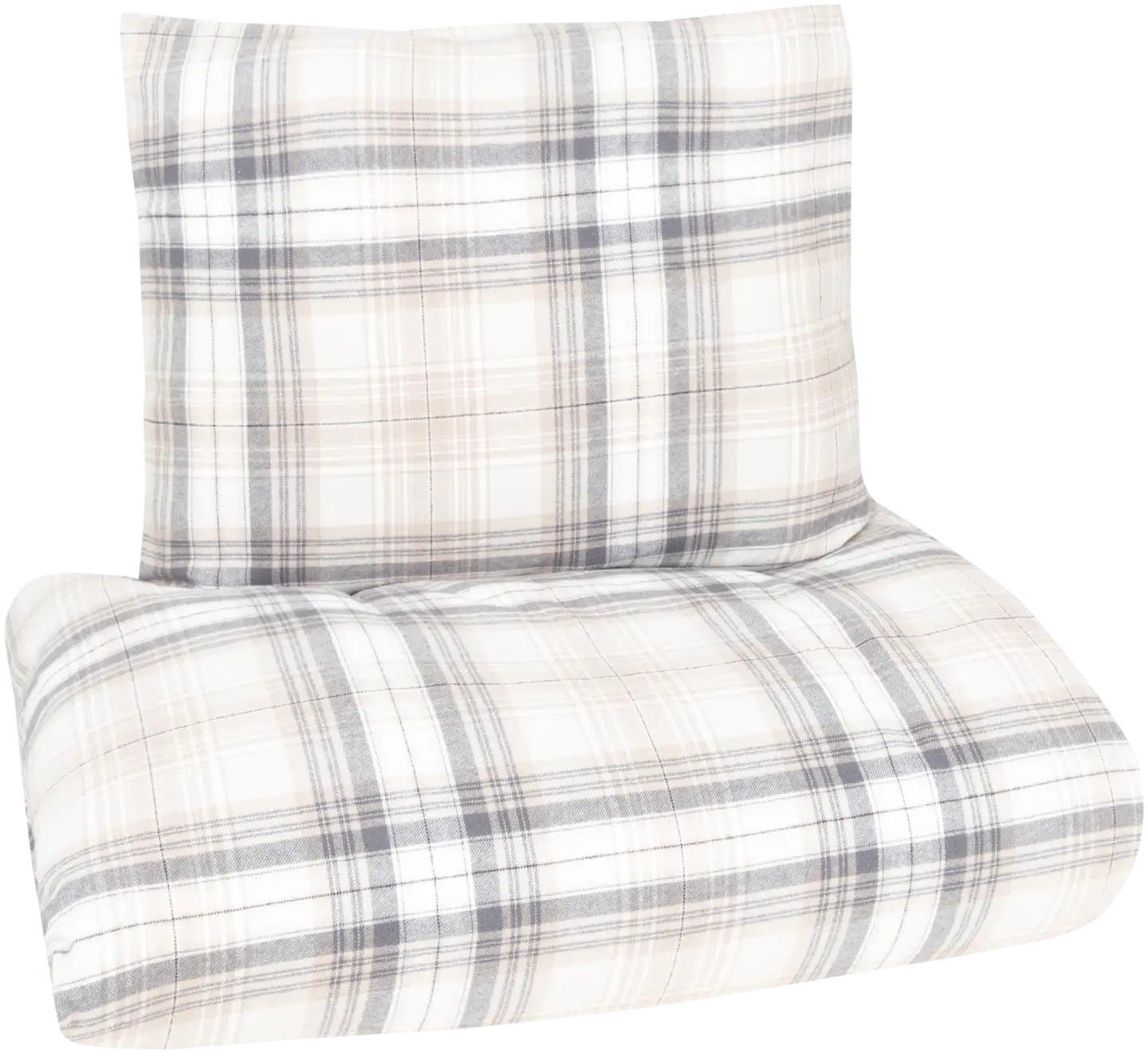 House flanellipussilakanasetti Ruutu 150 x 210 + 55 x 65 cm musta/valkoinen/beige - 1