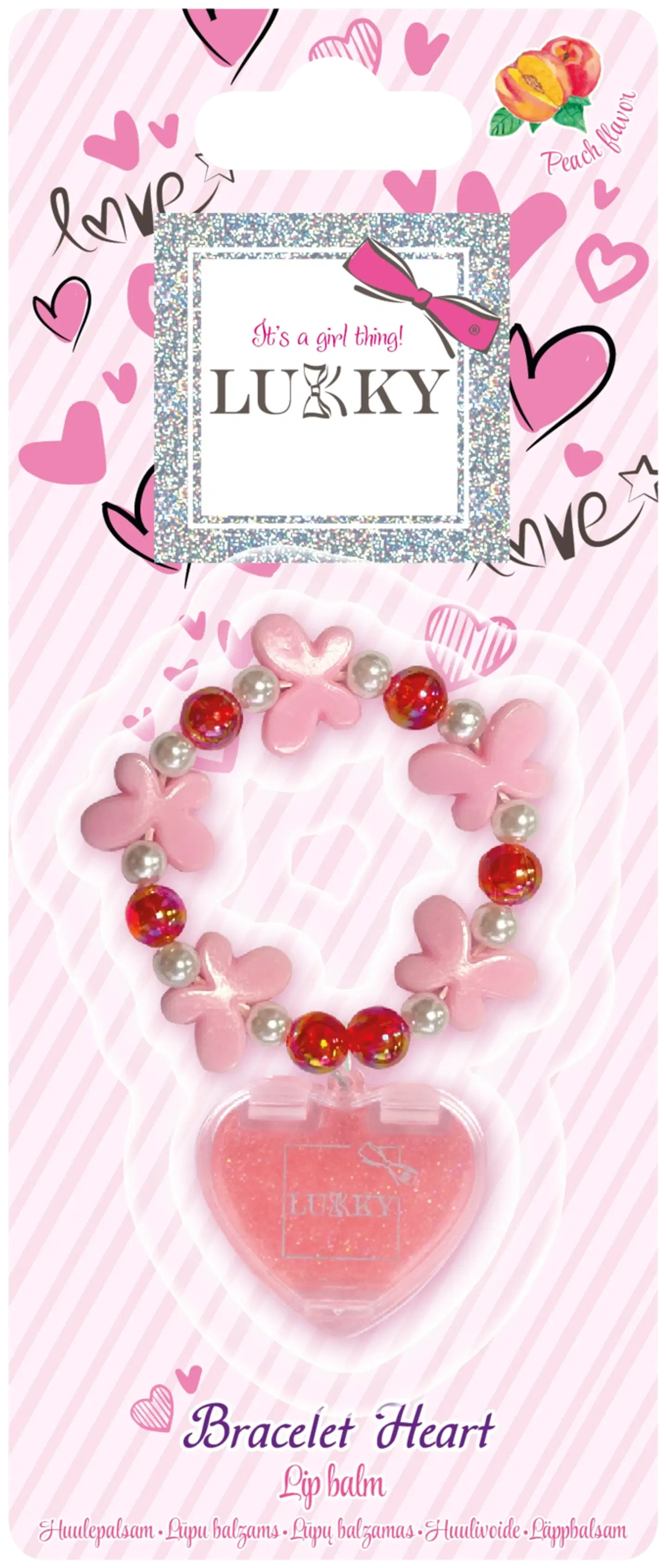 Lukky Love Collection -huulivoide lisävarusteella Bracelet heart 1.5g, erilaisia