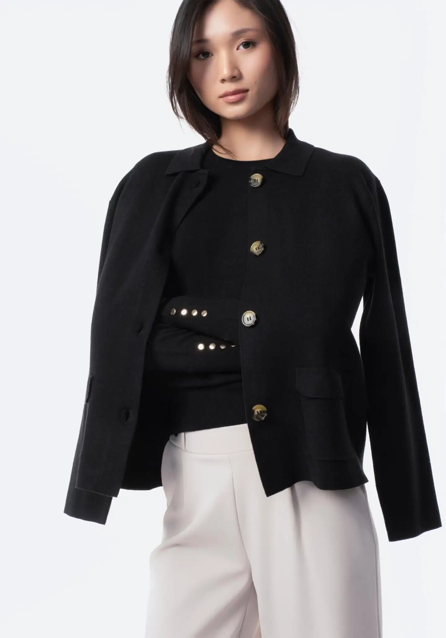TEX naisten neuletakki I286124 - BLACK 1 - 1