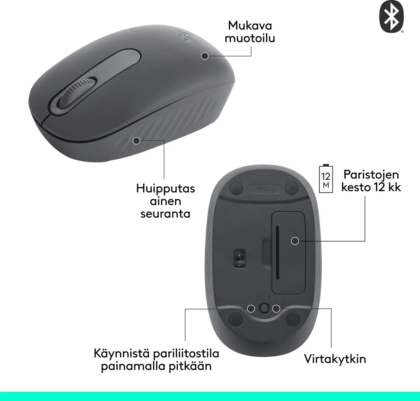 LOGITECH M196 Bluetooth Mouse - Graphite - 5