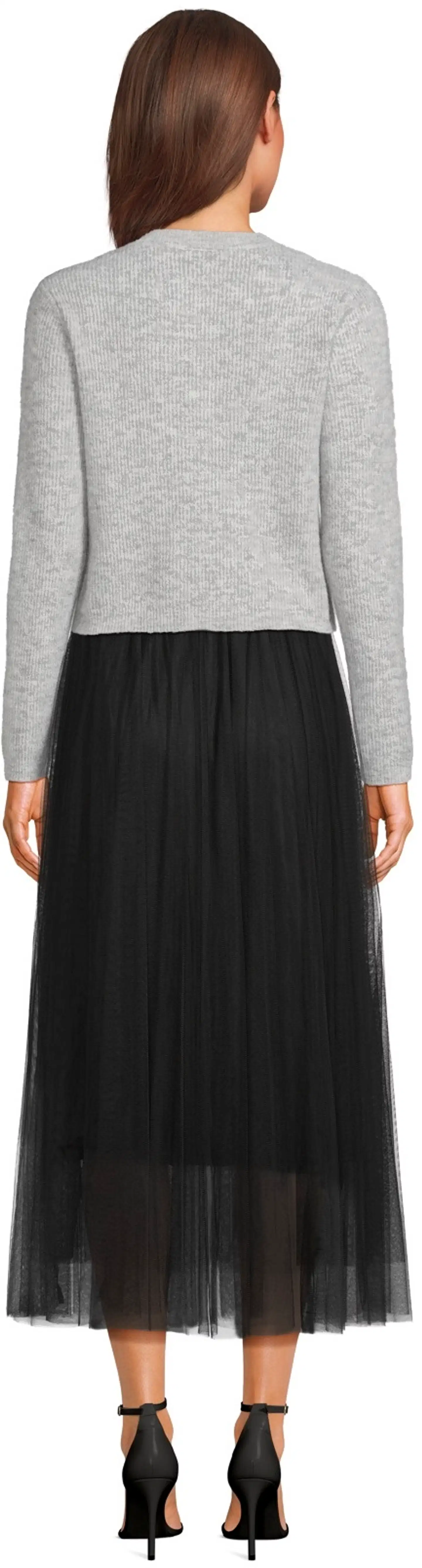WKLY. naisten lyhyt neuletakki villasekoite 213W312681 - LT GREY MELANGE - 3