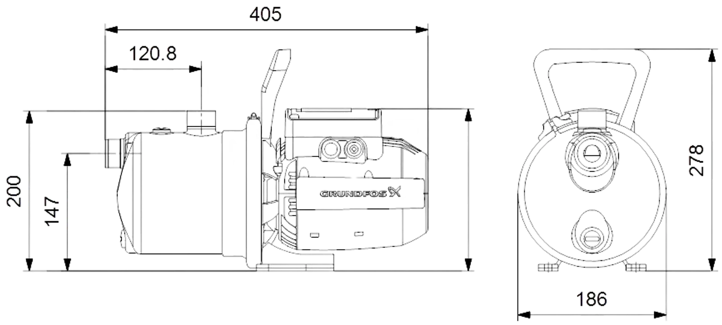 Grundfos JP 4-47 puutarhapumppu 1x230V 1,5m - 2