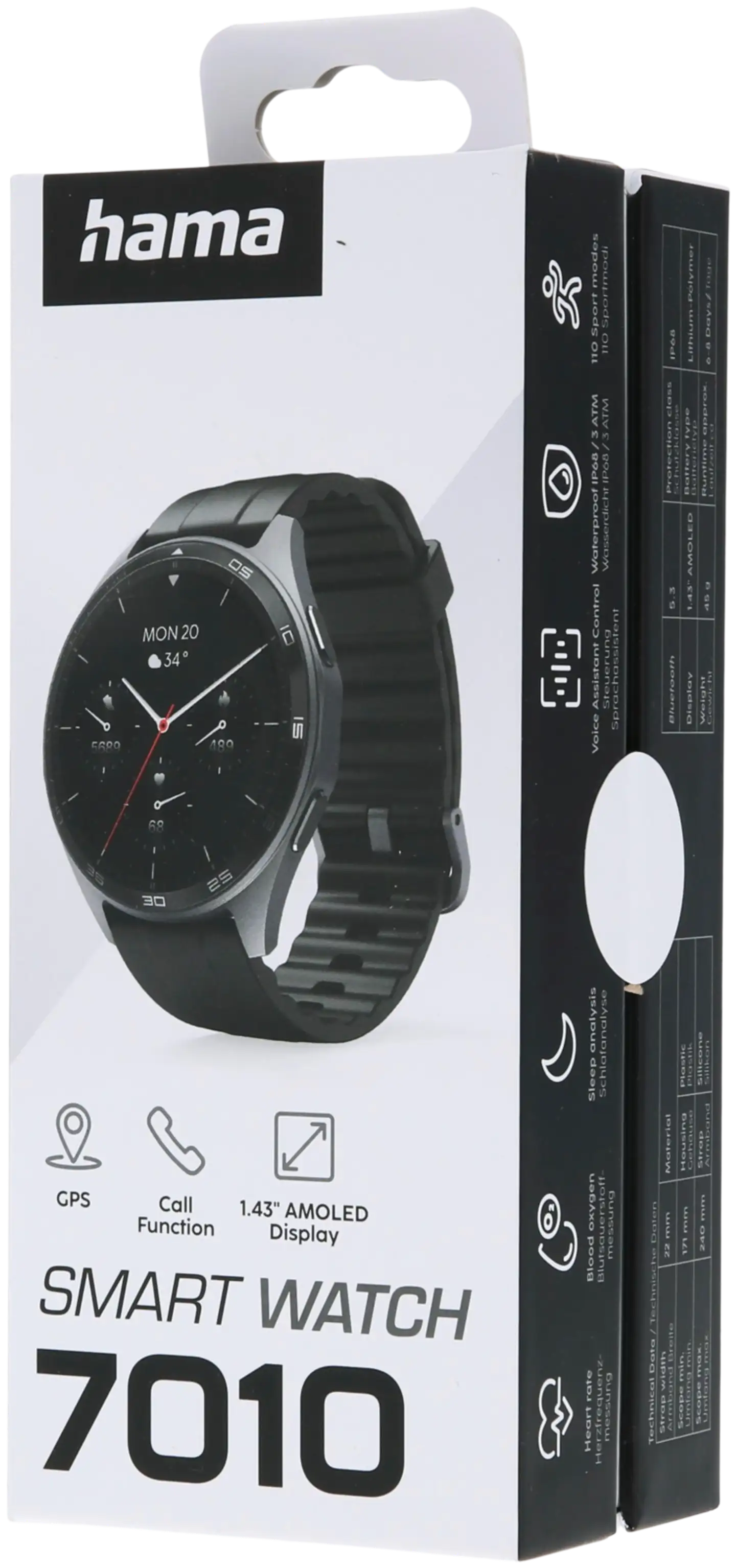 Hama Smart Watch 7010 älykello, GPS, AMOLED 1.43", IP68, tummanharmaa/musta - 14