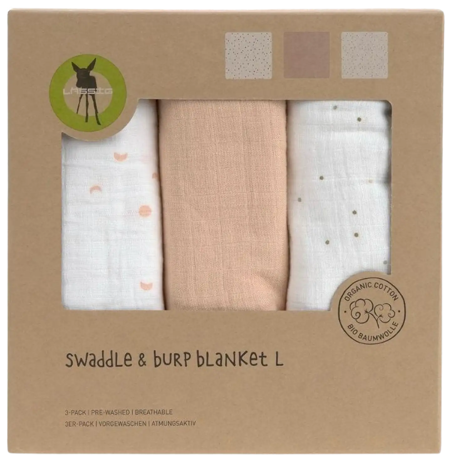 Lässig puuvillaharso 85cm Moon Peach 3 kpl - 5