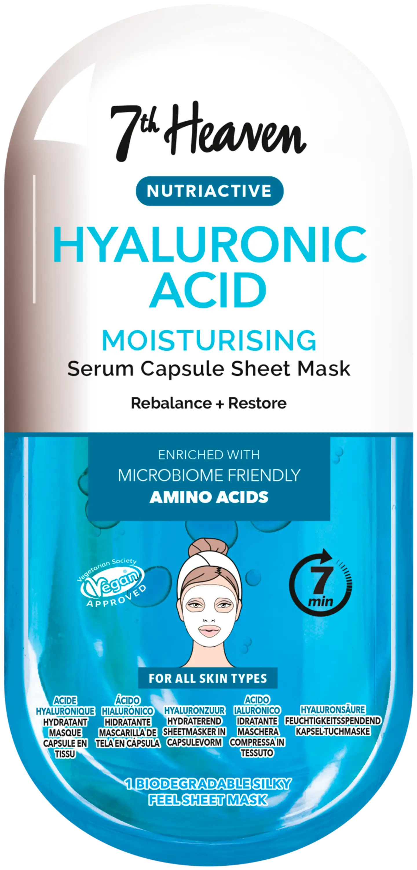 7th Heaven Hyaluronic Acid kankainen kasvonaamio 1kpl