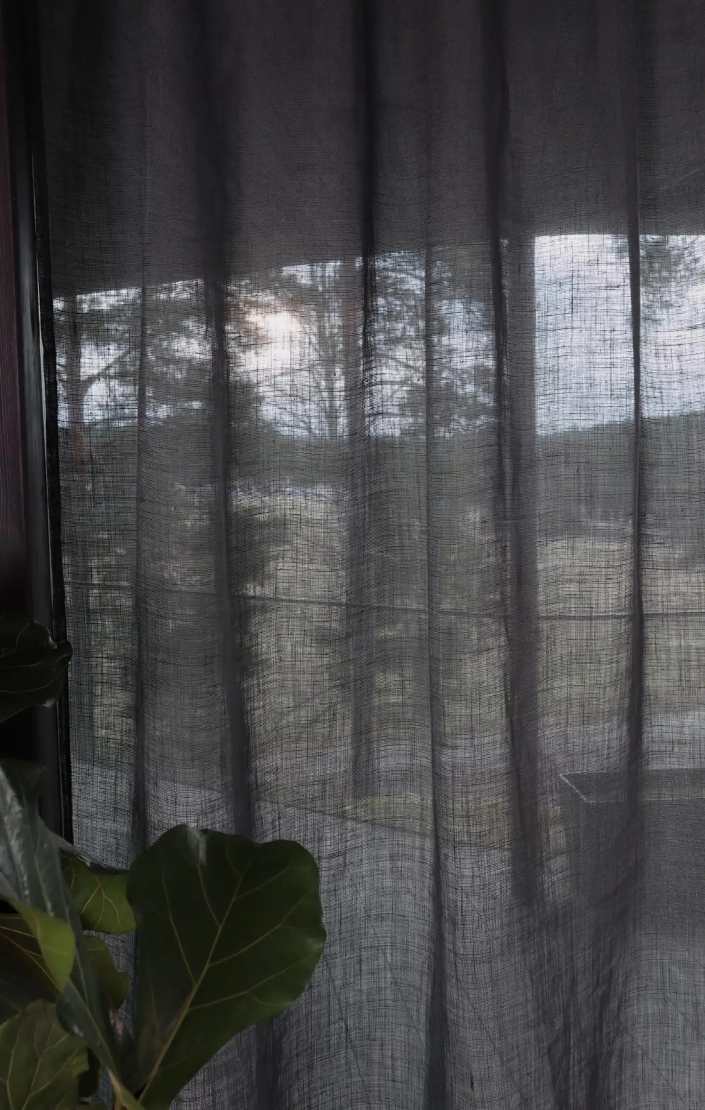 Ihanin pellavaverho 100% tummanharmaa 140 x 280 cm - 3