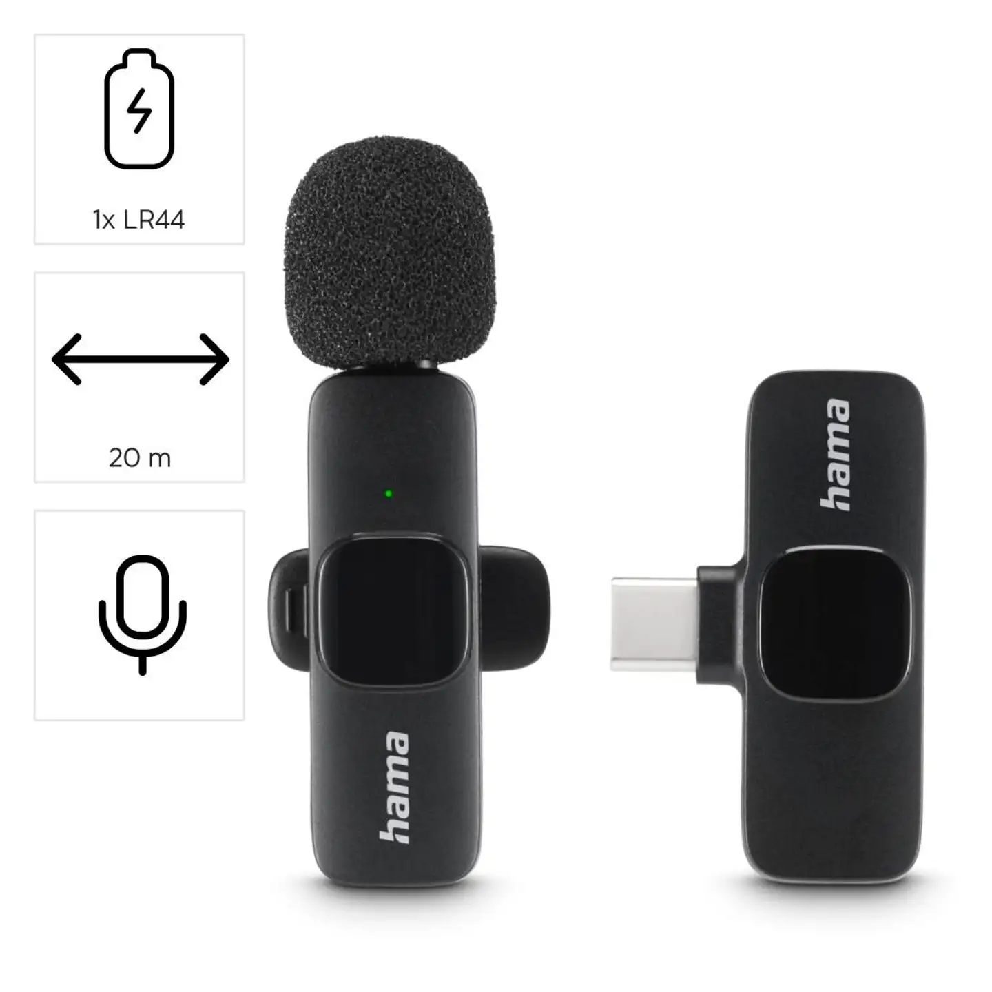 Hama langaton mikrofoni Smart Wireless Lavalier USB-C - 8