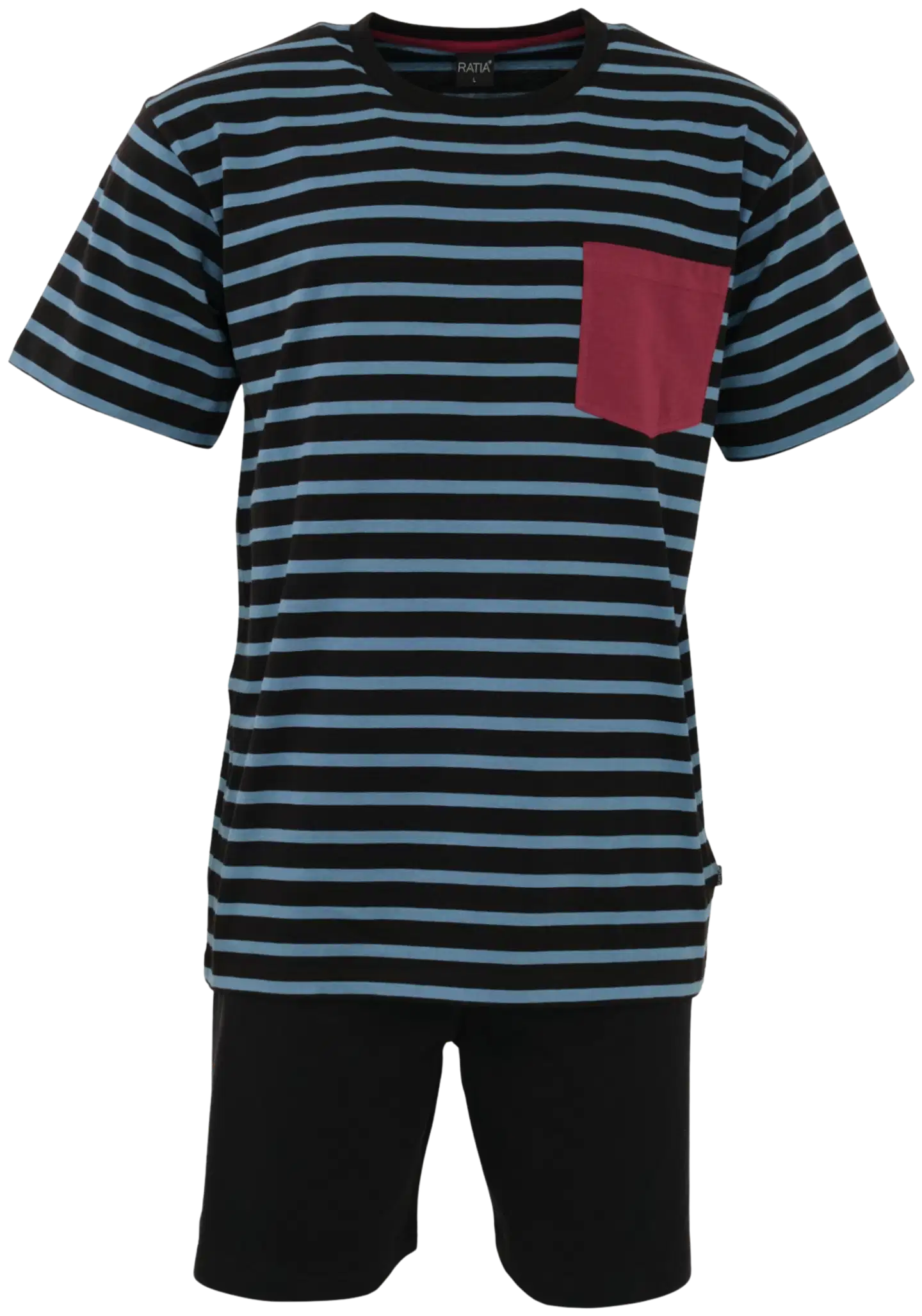 RATIA miesten shortsipyjama - musta/turkoosi - 1