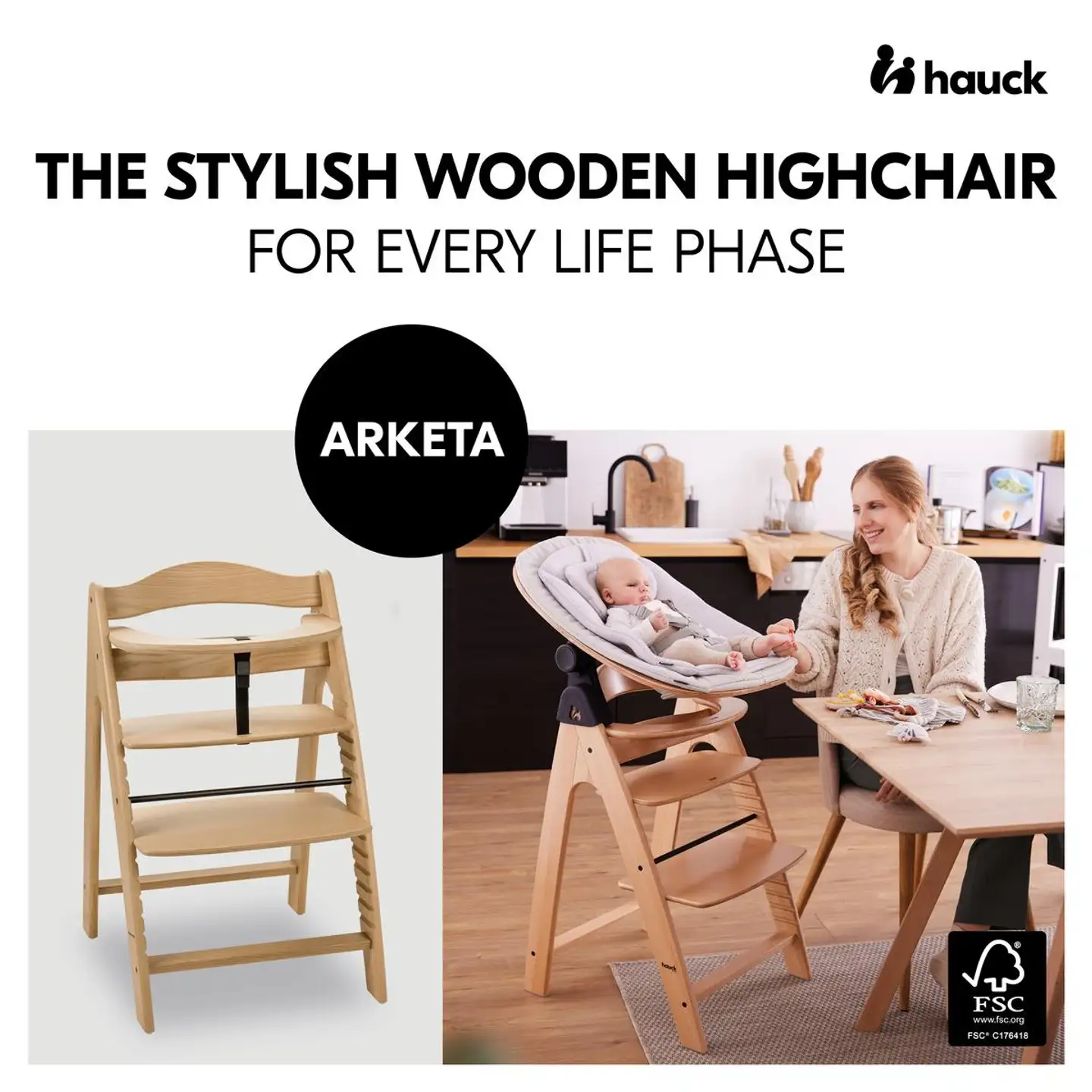 Hauck syöttötuoli Arketa tammi - 16