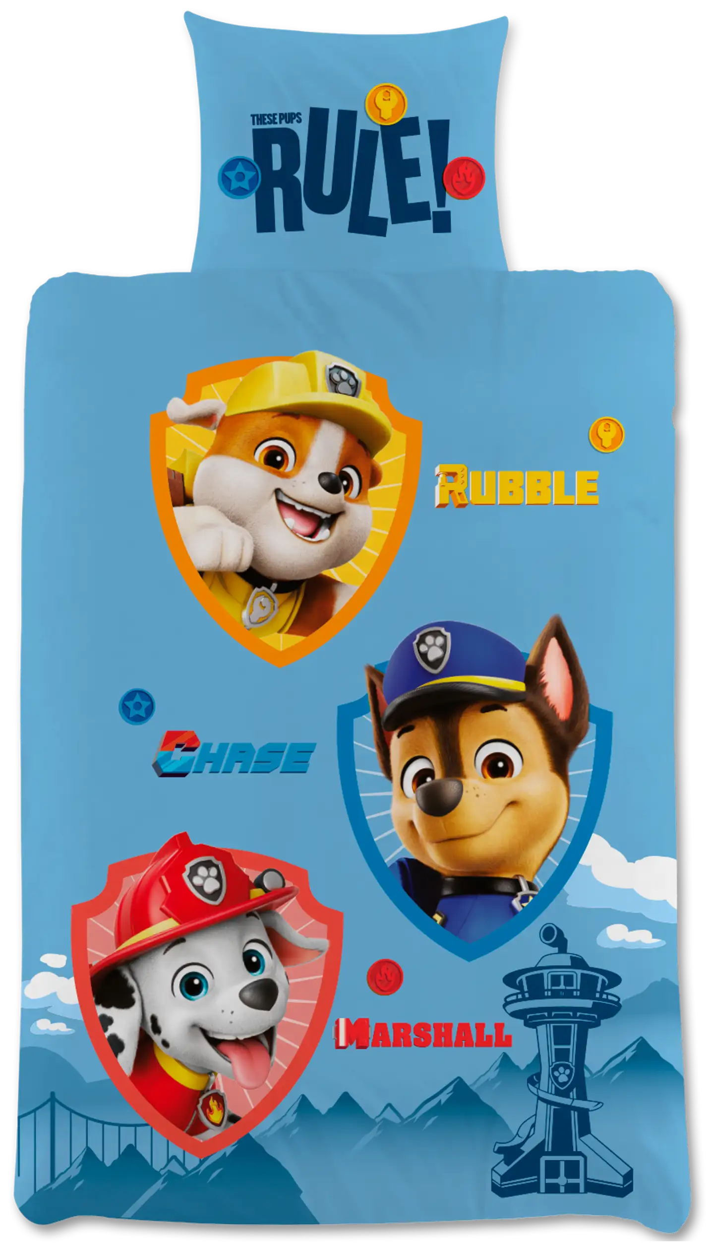 Paw Patrol lasten pussilakanasetti 120x160+40x60 cm sininen - 1