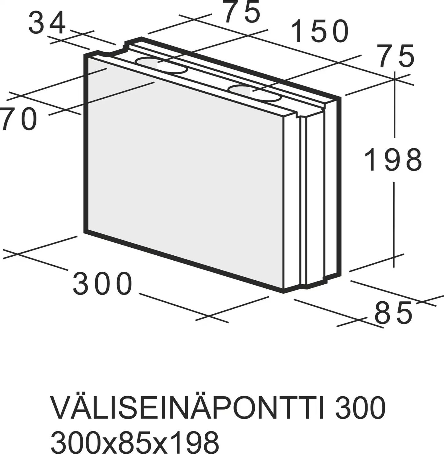 Kahi väliseinäpontti 300x85x198 1 kpl - 2