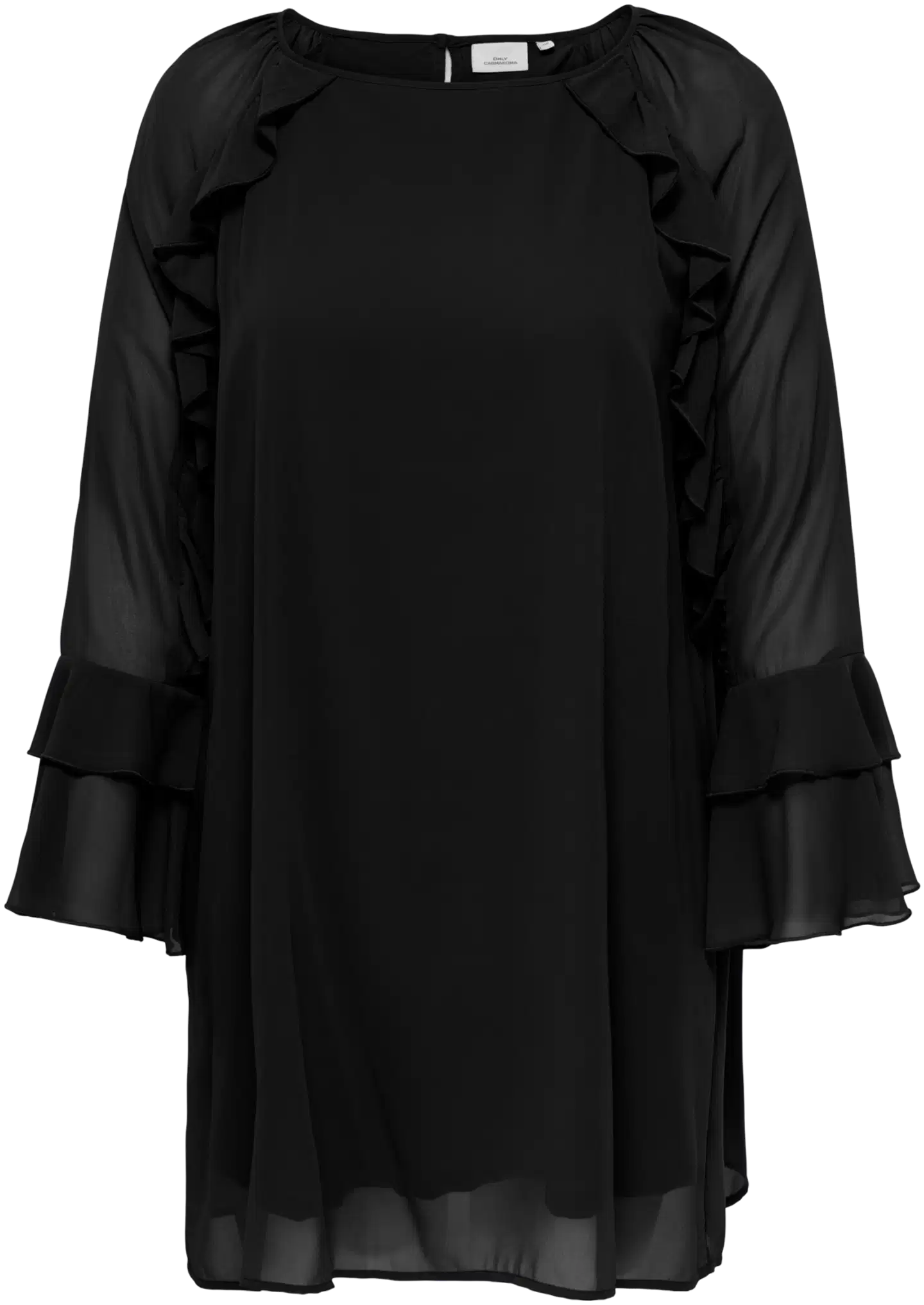 ONLY CARMAKOMA naisten pluskoon röyhelömekko Carthilda - Black - 1