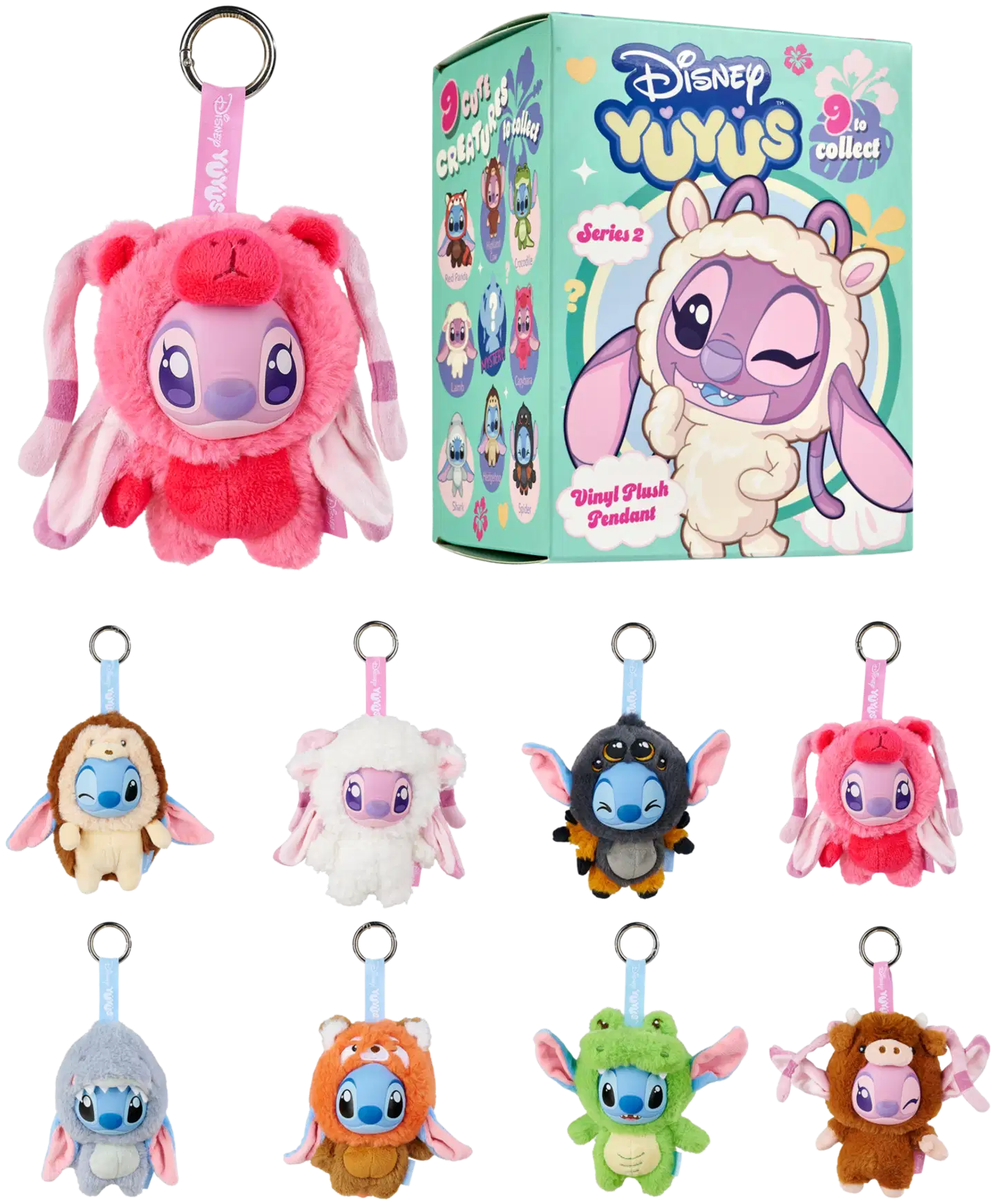 Simba Walt Disney YuYus Stitch tai Angel, maskottipehmo, 12 cm, laukkuun, reppuun tai avaimenperään - 2