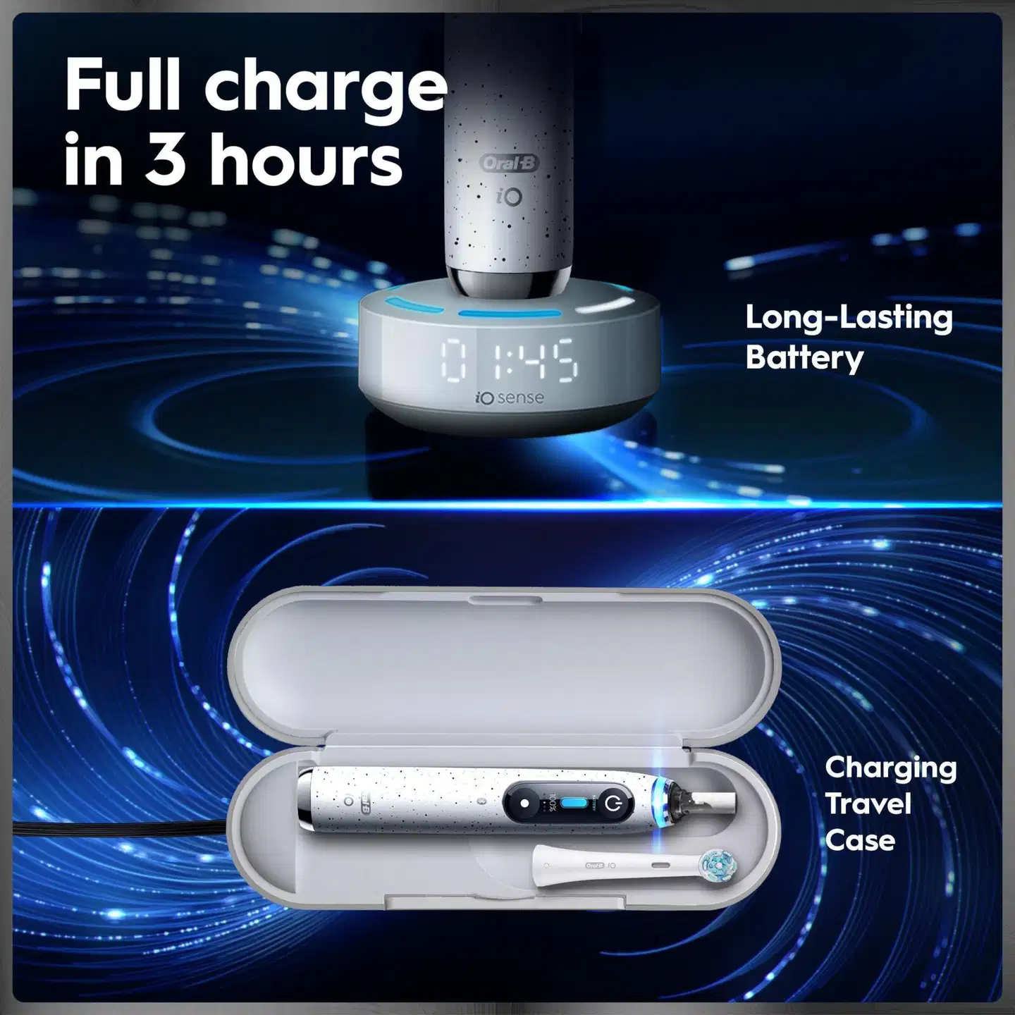 Oral-B iO10 Stardust White sähköhammasharja + lataava matkakotelo + hammasharjateline - 3