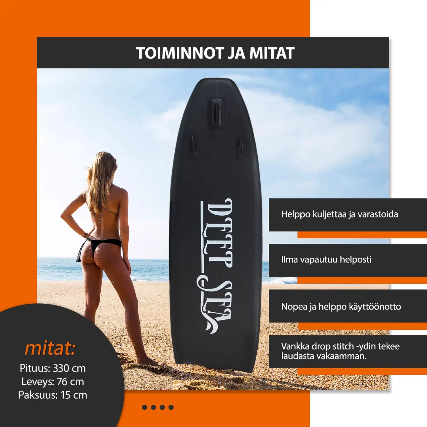 Deep Sea SUP-lautasetti XXL, musta - 4