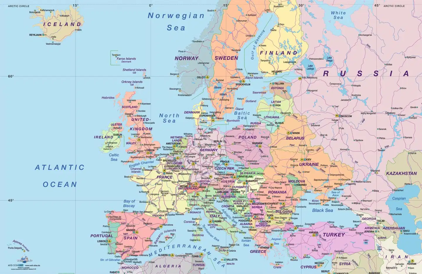 Europe kirjoitusalusta 60x40cm displayssa