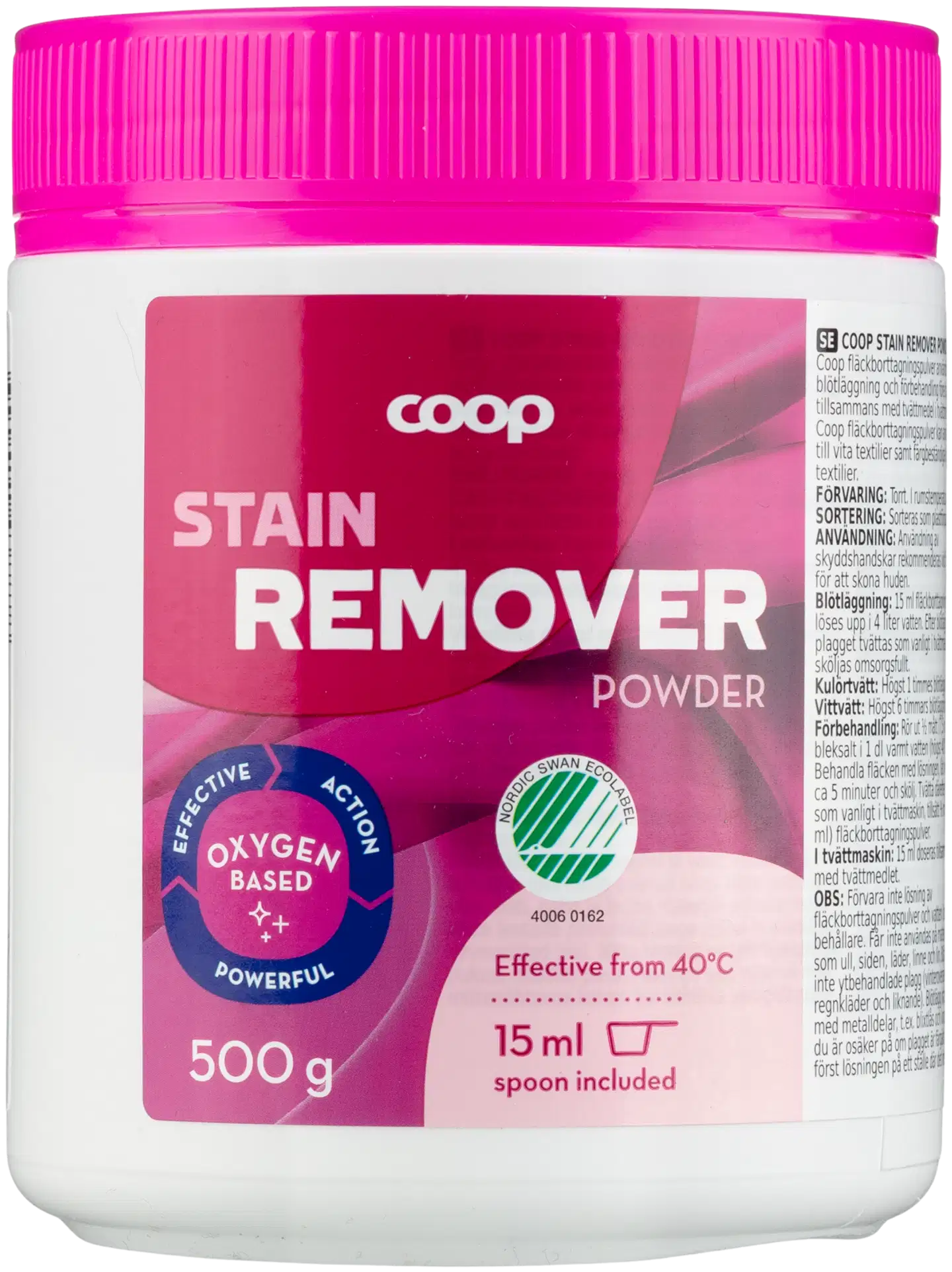 Coop värillisen pyykin tahranpoistojauhe 500 g